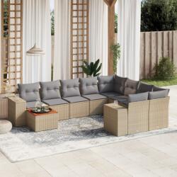 vidaXL 10 részes bézs polyrattan kerti ülőgarnitúra párnával (3225611)