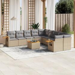 vidaXL 11 részes bézs polyrattan kerti ülőgarnitúra párnákkal (3259602)