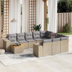 vidaXL 11 részes bézs polyrattan kerti ülőgarnitúra párnákkal (3225632)