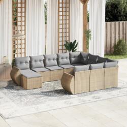 vidaXL 11 részes bézs polyrattan kerti ülőgarnitúra párnákkal (3257522) - vidaxl