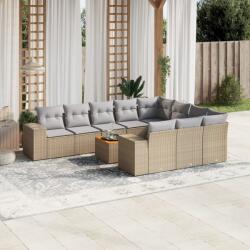 vidaXL 11 részes bézs polyrattan kerti ülőgarnitúra párnákkal (3225625)