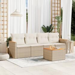 vidaXL 5 részes bézs polyrattan kerti ülőgarnitúra párnákkal (3225778)