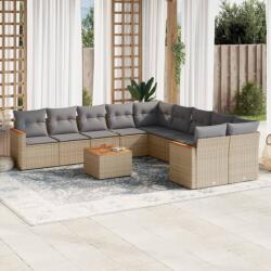 vidaXL 11 részes bézs polyrattan kerti ülőgarnitúra párnákkal (3258762)