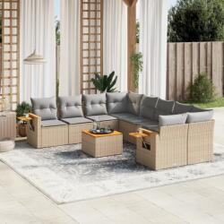 vidaXL 9 részes bézs polyrattan kerti ülőgarnitúra párnákkal (3259070)