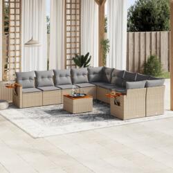 vidaXL 11 részes bézs polyrattan kerti ülőgarnitúra párnákkal (3227200)