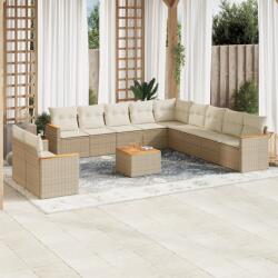 vidaXL 12 részes bézs polyrattan kerti ülőgarnitúra párnákkal (3226135) - vidaxl