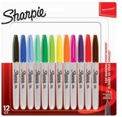 Sharpie Alkoholos marker, 1 mm, kúpos, SHARPIE "Fine Point", 12 különböző szín (SR2065404)