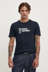Guess Jeans pamut póló sötétkék, férfi, nyomott mintás, M4BI76 K8HM0 - sötétkék XXL