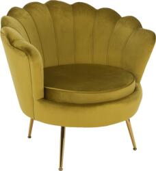 TEMPO KONDELA Fotel Art-deco stílusban, mustár színű Velvet anyag/gold chróm-arany, NOBLIN