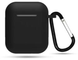 AirPods 4 tartó - fekete szilikon tok, karabinerrel - graffistore