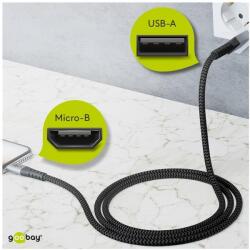 Goobay Micro USB - USB flexibilis textil adat- és töltő kábel, 2m, asztroszürke-ezüst