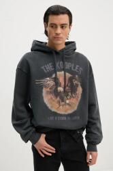 The Kooples pamut melegítőfelső szürke, férfi, nyomott mintás, kapucnis, HSWE29023K - szürke XL