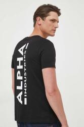 Alpha Industries pamut póló Backprint T 128507 03 fekete, nyomott mintás - fekete L