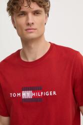 Tommy Hilfiger pamut póló piros, férfi, nyomott mintás, MW0MW36455 - piros M