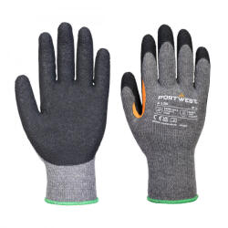 Portwest Grip 10 Latex megerősített hüvelykujjas kesztyű (12 pár) (szürke/fekete L) (A106G8RL)
