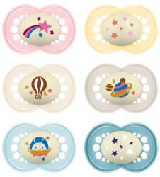 MAM Játszócumi Original night, Világítós, megújult! Egész karton szilikon lapított (méret: 2) 6+ hó (6 db/kr) - diaper