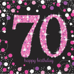 Amscan Happy Birthday 70 Pink szalvéta 16 db-os 33*33 cm (DPA9901745) - eking