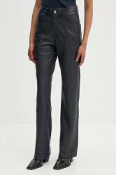 Zadig&Voltaire bőrnadrág női, sötétkék, magas derekú egyenes, RWPA00083 - sötétkék 38