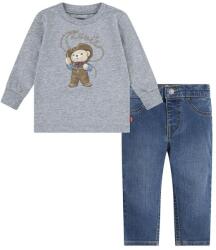 Levi's baba szett COWBOY TEE & CARPENTER SET szürke, 6EL424 - szürke 80