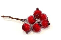 Piros cukros bogyócsokor, 6 bogyó/cs. Bogyó átmérője: 1 cm