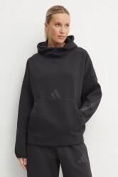Adidas felső ZNE fekete, női, nyomott mintás, kapucnis, JE7860 - fekete XS
