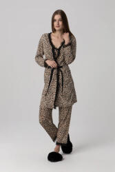 CARMEN Set pijama dama compus din 3 piese, Animal Print cu Dantela