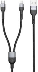 DeTech Кабел за данни DeTech DE-52UCC, 2 в 1, USB - 2хType-C, 1.0m, Черен - 40517