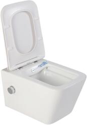 Foglia Vas wc suspendat cu functie bideu, dreptunghiular, apa calda rece, rimless, capac soft close, baterie crom Foglia Safari (S-B2351-BD)