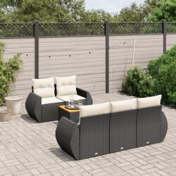 vidaXL Set mobilier de grădină cu perne, 6 piese, negru, poliratan (3224887)