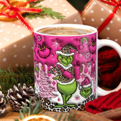 Deconline Customs Grincses karácsonyi bögre "Grinch pink Trend (DO129178-Ceramic-Mug)