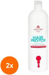 Kallos Set 2 x Sampon Kallos KJMN Pro-Tox, cu Cheratina, Colagen si Acid Hialuronic, 1 l