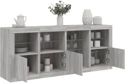 vidaXL szürke sonoma tálalószekrény LED-világítással 164 x 37 x 67 cm (3209056) - vidaxl
