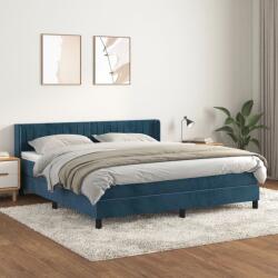 vidaXL sötétkék bársony rugós ágy matraccal 160x200 cm (3131091)