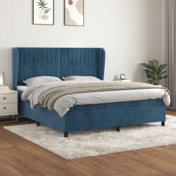 vidaXL sötétkék bársony rugós ágy matraccal 160x200 cm (3129343)