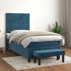 vidaXL sötétkék bársony rugós ágy matraccal 80 x 200 cm (3137933)