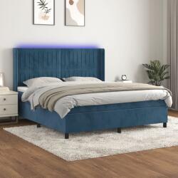 vidaXL sötétkék bársony rugós és LED-es ágy matraccal 160x200 cm (3139695)