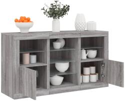 vidaXL szürke sonoma tálalószekrény LED-világítással 123 x 37 x 67 cm (3209084)