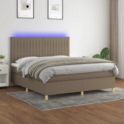 vidaXL tópszínű szövet rugós és LED-es ágy matraccal 160x200 cm (3135609)