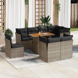 vidaXL 9 részes szürke polyrattan kerti ülőgarnitúra párnákkal (3326944)