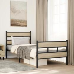 vidaXL sonoma tölgy színű fém ágykeret matrac nélkül 107 x 203 cm (4017116) - vidaxl