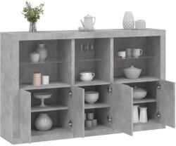 vidaXL betonszürke tálalószekrény LED-világítással 162 x 37 x 100 cm (3209145) - vidaxl