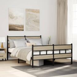 vidaXL sonoma tölgy színű fém ágykeret matrac nélkül 140 x 190 cm (4017120) - vidaxl