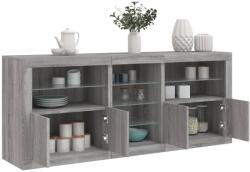 vidaXL szürke sonoma tálalószekrény LED-világítással 162 x 37 x 67 cm (3209035)