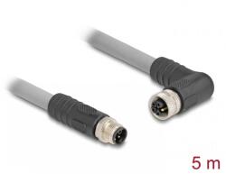 Delock Cablu prelungitor M12 L-coded 5 pini PUR/medii industriale T-M drept/unghi 5m Gri, Delock 80545 (80545)