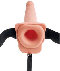  Spriccelő felcsatolható üreges dildó 25 cm squirting hollow strap-on light black