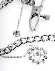  Mellbimbó csipesz lánccal Crystal nipple clamps silver