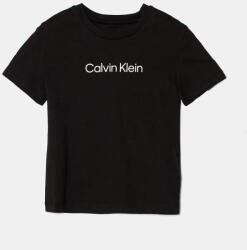 Calvin Klein gyerek pamut póló fekete, nyomott mintás, IU0IU00682 - fekete 104