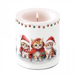 Ambiente Karácsonyi cicás átvilágítós gyertya - 10x10 cm - Funny Cute Kittens (VR-39319105)