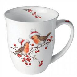 Ambiente B. V Karácsonyi madaras porcelán bögre - 400 ml - Christmas Robins white (VR-38418865)