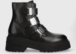 Tommy Jeans bőr csizma TJW CHUNKY BOOT HARDWARE fekete, női, platformos, EN0EN02443 - fekete Női 40
